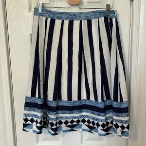 Blue Striped Midi Skirt